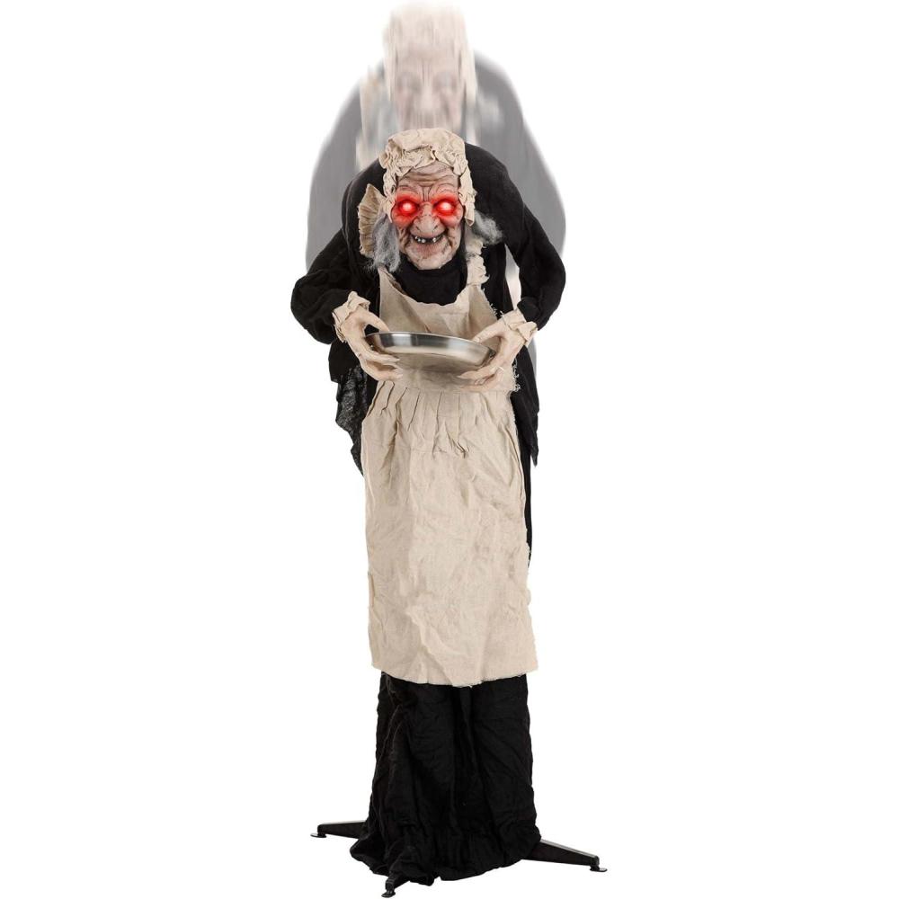 imageFun Costumes Old Lady Hag Prop  Old Lady Hag 5ft Animated Decoration Animatronic Greeter Halloween Decor StandardStandard
