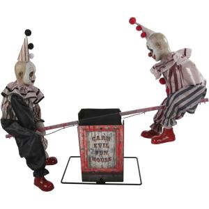 Fun Costumes 36-Inch See Saw Clowns Animated Decoration, Glowing Eyes Moving Circus Plays Music Indoor Outdoor Display