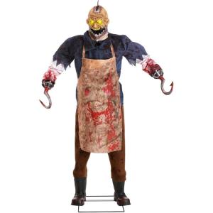 Fun Costumes 7.5 FT Bloody Buzzhead Butcher Halloween Animatronic, Scary Blood Splattered Animated Talking Decor Standard(Standard)