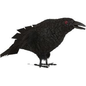 Fun Costumes Realistic Black Feather Squawking Crow Indoor Decoration, Standing Party Prop Halloween Display(Standard)