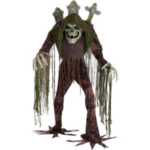 Tony Tombstone Graveyard Caretaker Halloween Animatronic with LED Eyes, Moving Hands, Sounds, Scary Gravedigger