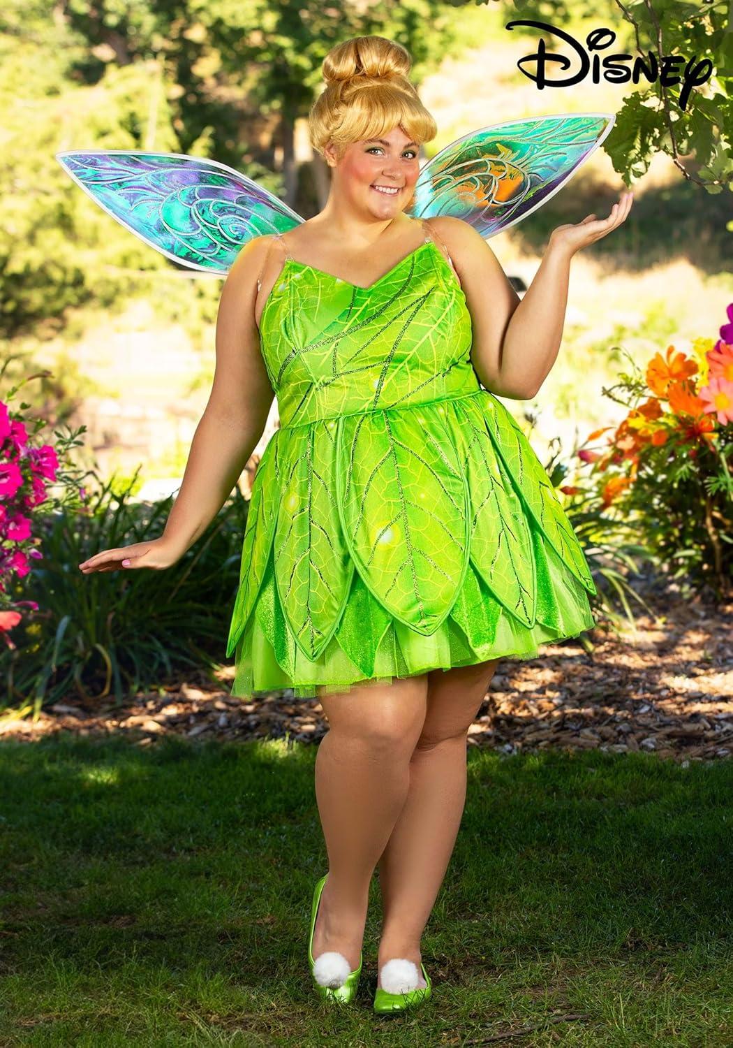 imagePlus Size Disney Tinker Bell Costume Dress for Women Disney Fairies Cosplay Outfit with Wings ampamp Shoe Puffs
