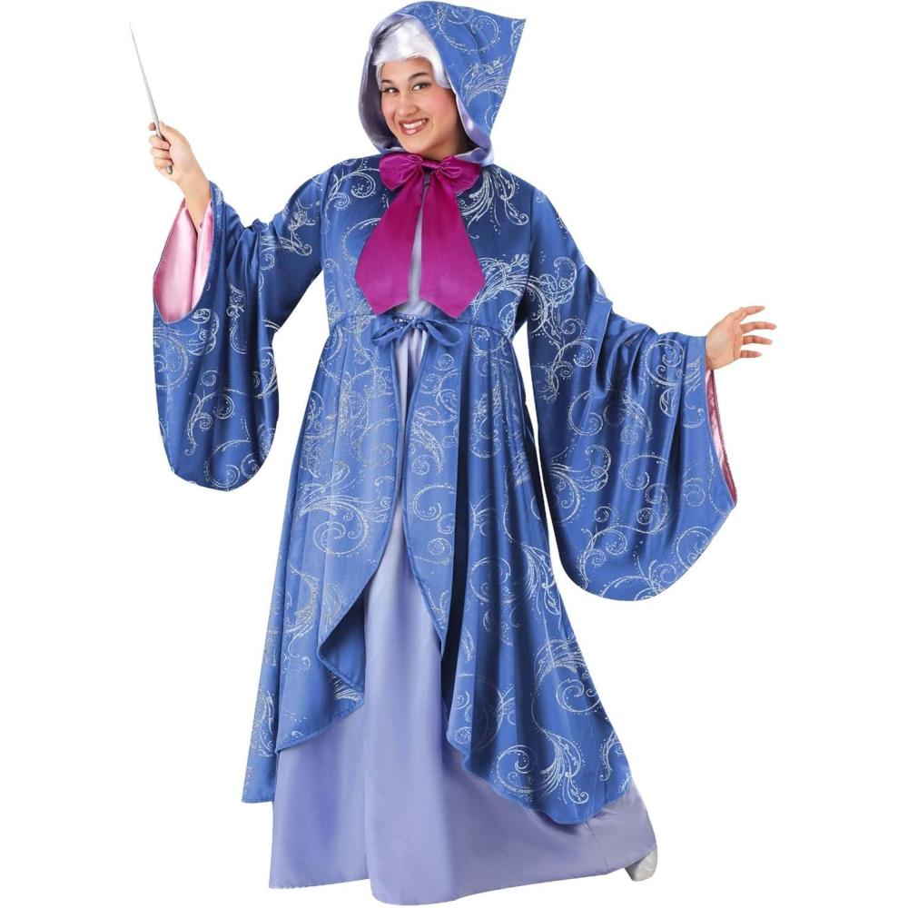 imageCinderella Adult Plus Size Premium Fairy Godmother Costume Womens Magical Purple Dress Halloween Outfit