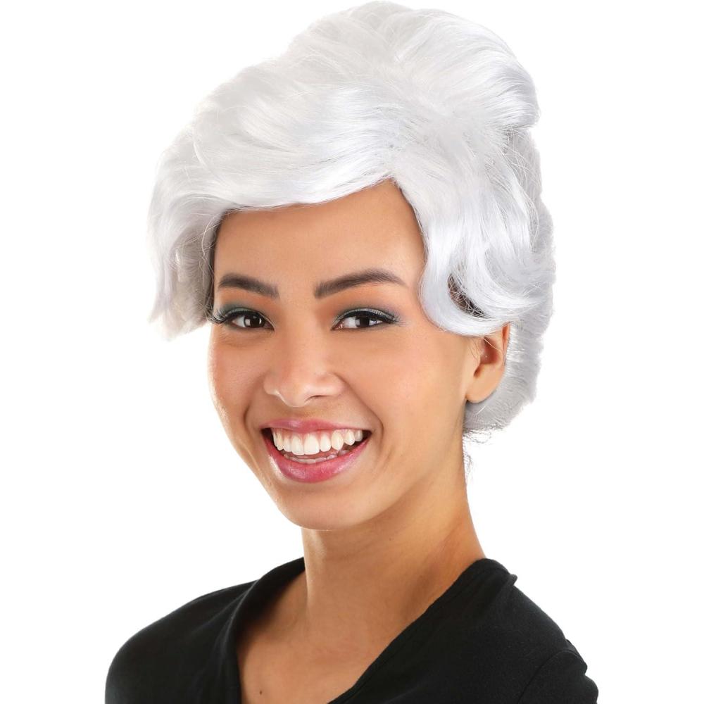 imageDisney Adult White Fairy Godmother Wig Womens Cinderlla Fairy Godmother Womens Halloween Wigs Standard