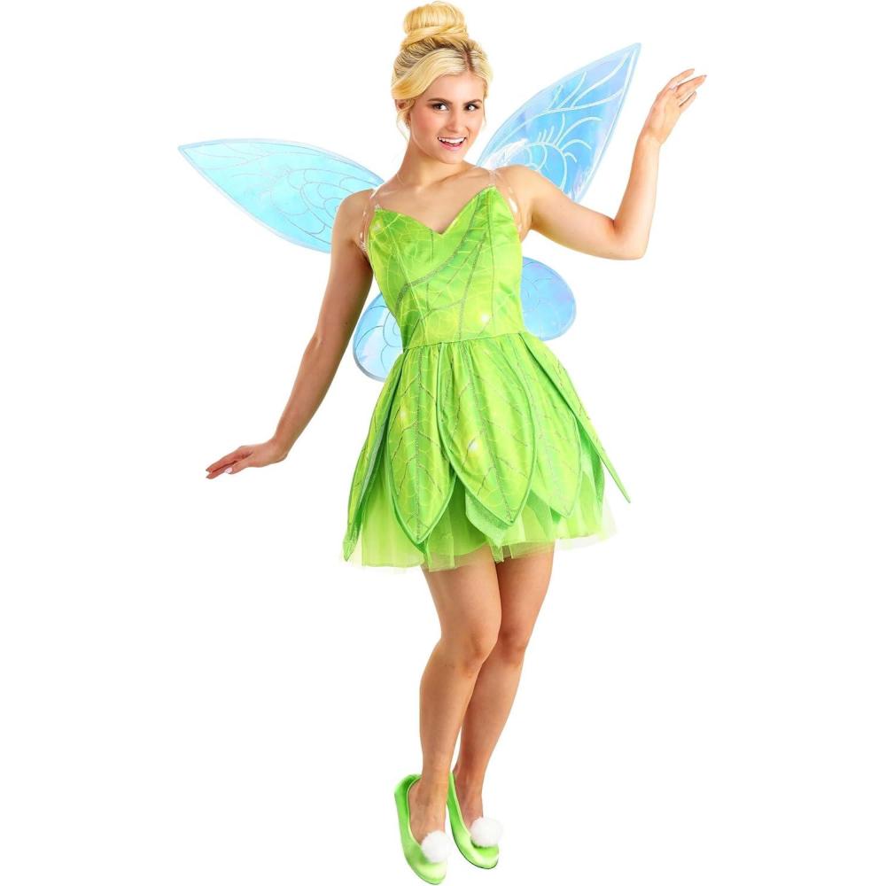imageDisney Tinker Bell Costume Dress for Women  Disney Fairies Cosplay Outfit with Wings ampamp Shoe Puffs