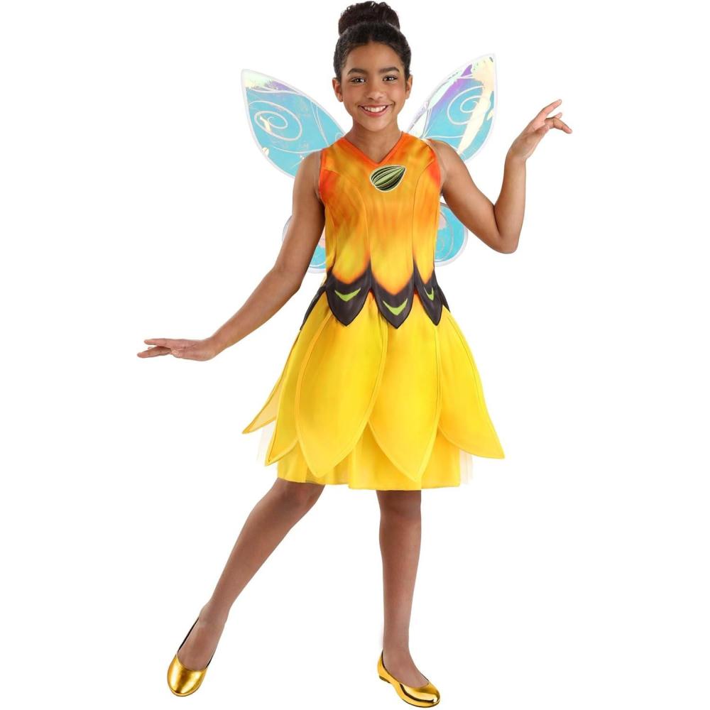 imageKids Disney Fairies Iridessa Costume for Girls  Officially Licensed Tinker Bell Fairy Outfit with Wings Skirt ampamp Shirt
