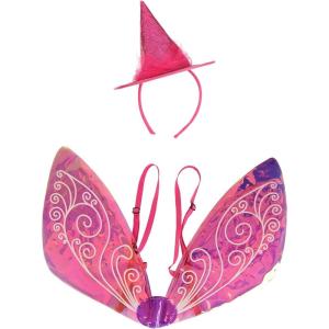 Disney Flora the Fairy Headband & Wings Kit – Glittery Hat with Iridescent Vinyl Wings, Officially Licensed