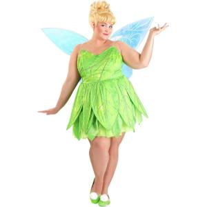 Plus Size Disney Tinker Bell Costume Dress for Women – Disney Fairies Cosplay Outfit with Wings, & Shoe Puffs
