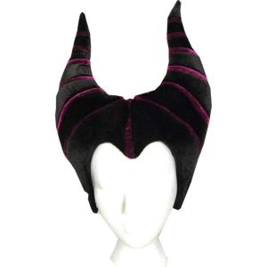Maleficent Costume Headpiece – Black Horned Hat with Dark Purple Stripes and Adjustable Fit
