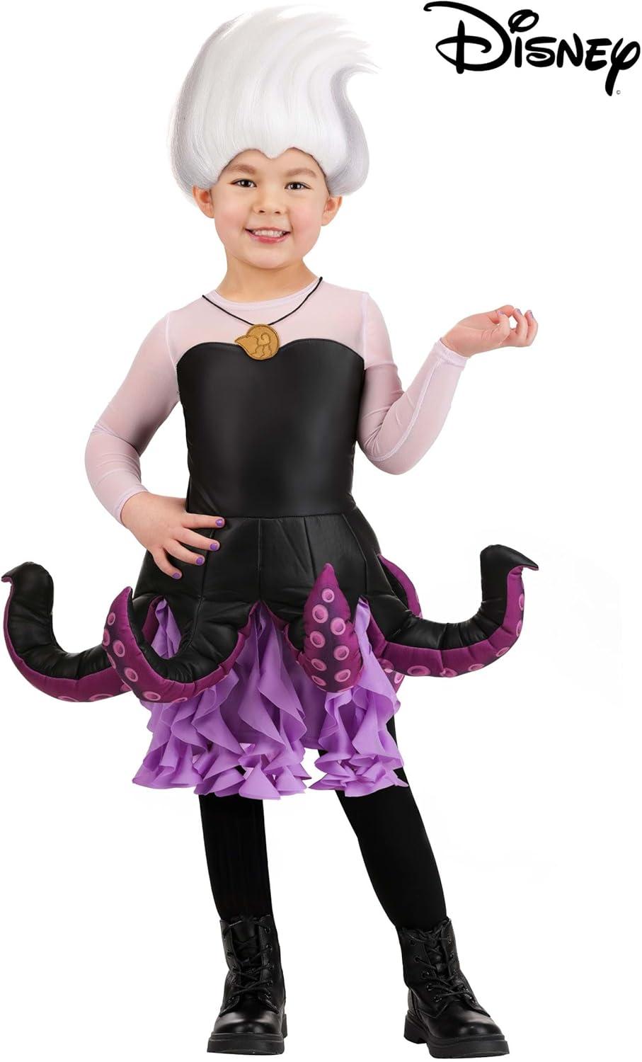 imageGirls Disney The Little Mermaid Toddler Ursula Costume with Tentacle Dress ampamp Light Up Shell Necklace Halloween Outfit