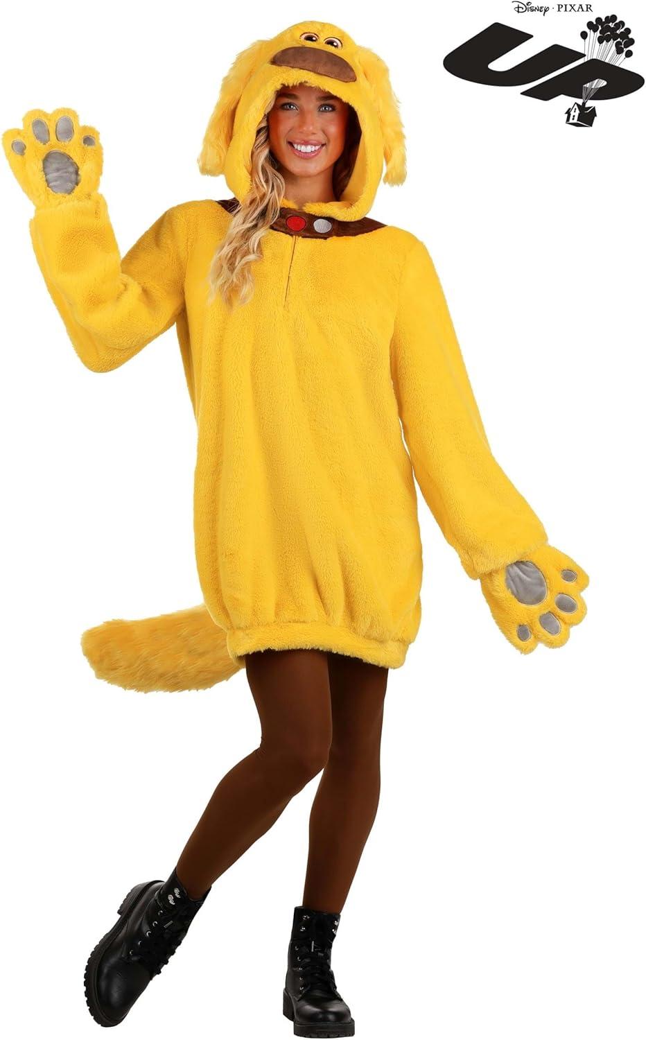 imageWomens Pixar UP Dug Costume Dress Adult Disney Dog Outfit with Collar and Badge Inspired by Animated Movie