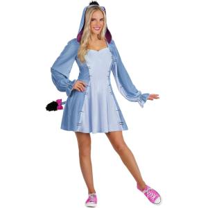 Disney Women’s Eeyore Costume Dress, Blue Donkey Outfit with Tail and Character Hood