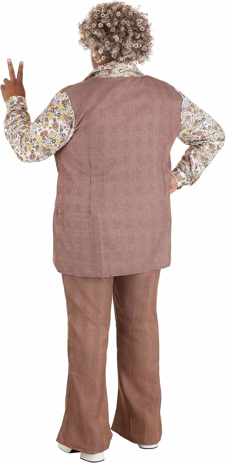 imageMens Plus Size 70s Vest Costume Adult Disco Hippie Outfit for Halloween Dance Vintage Floral Houndstooth Bellbottoms