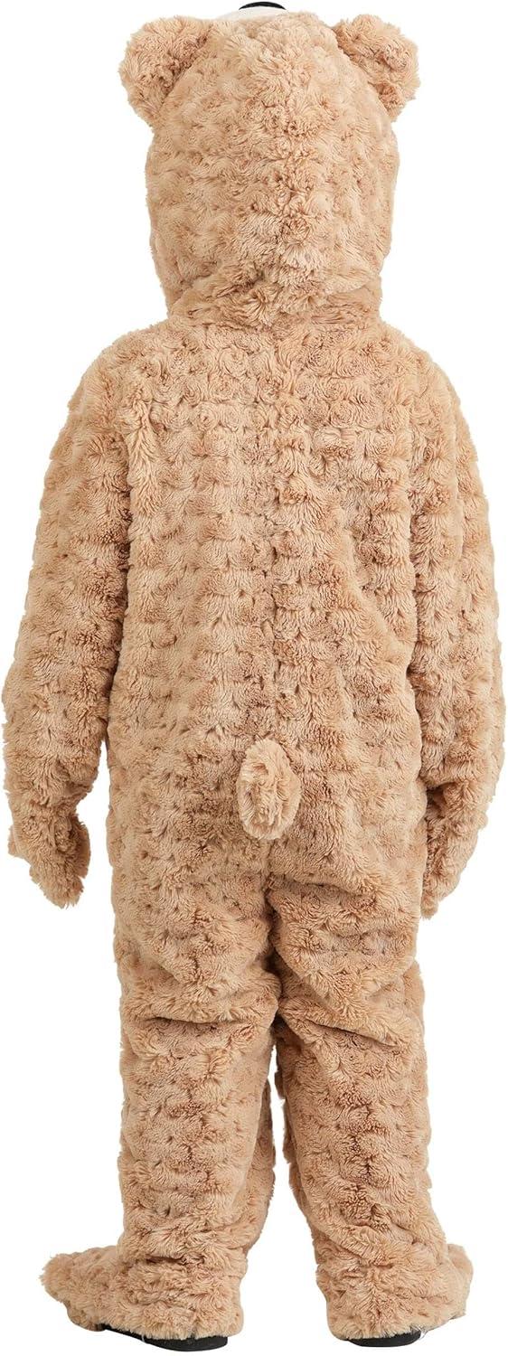 imageTeddy Bear Costume for Toddlers Plush Hooded Tan Bear Jumpsuit with Ears and Mitts Halloween Outfit 4T