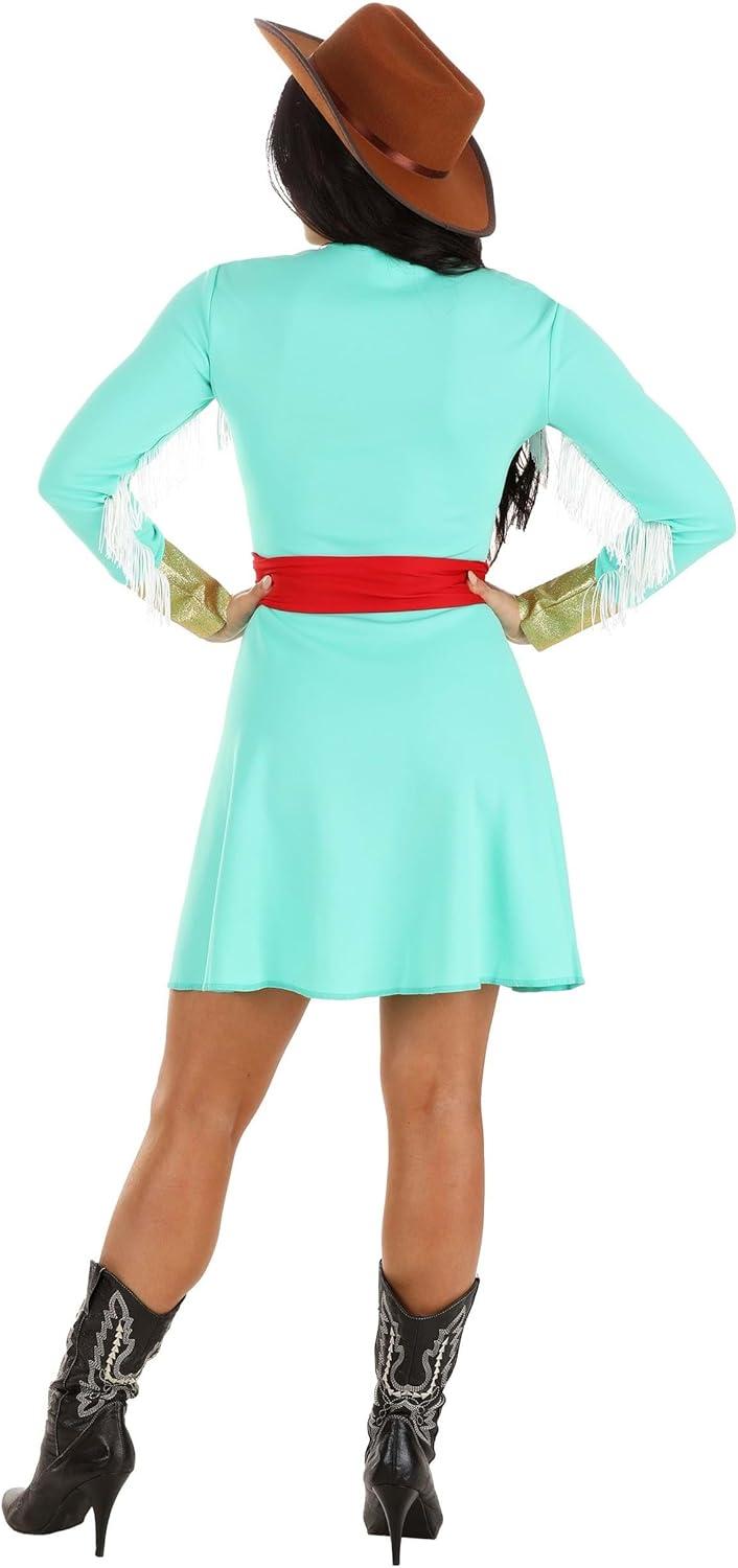 imageWomens Western Country Star Costume Nashville Diva Singer Blue Floral Dress for Halloween Character Cosplay