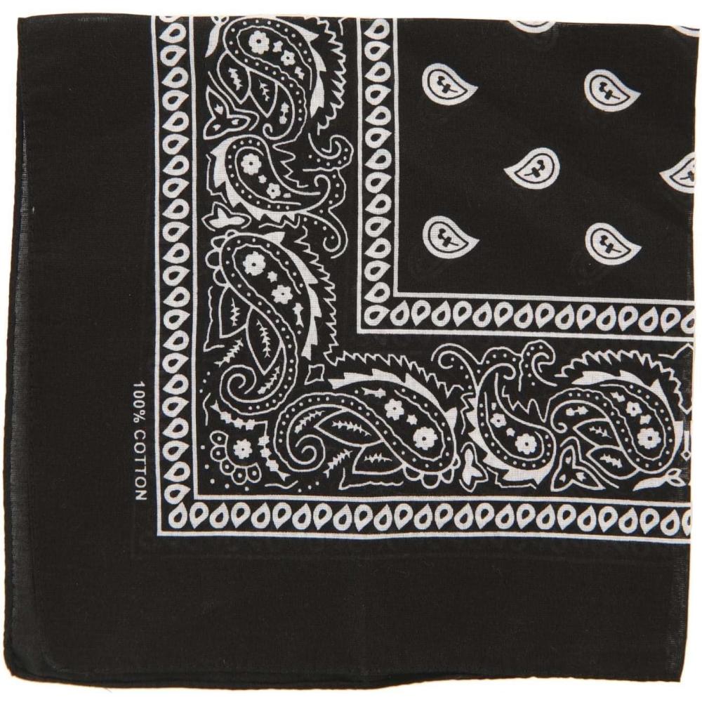 imageBlack Bandana with Paisley Pattern  100 Cotton 22Inch Square Tie as Desired