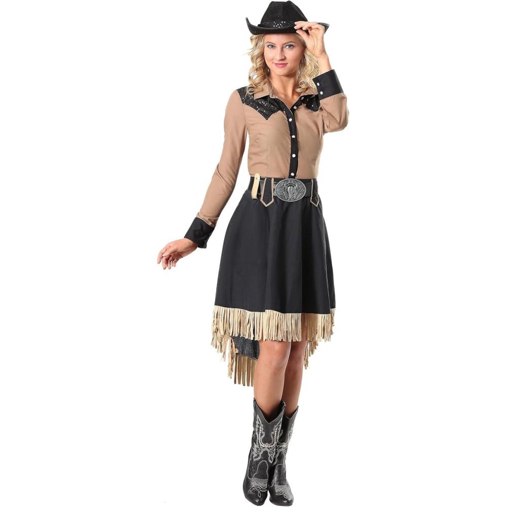 imageLasson Cowgirl Costume for Women  Shirt Skirt Hat and Belt