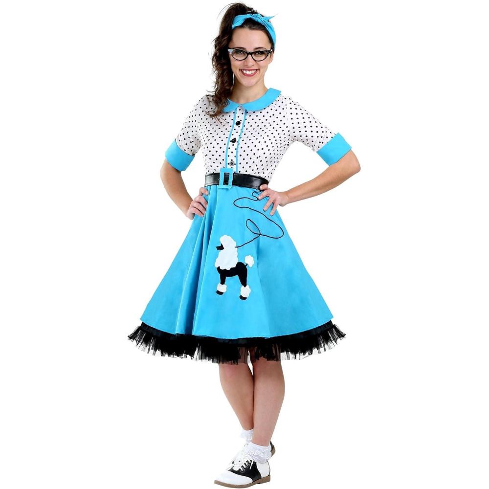 imageSock Hop Cutie Womens Costume Retro Rock n Roll Chic with Poodle Skirt