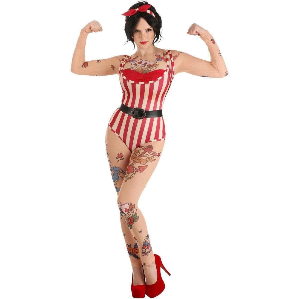 imageWomens Vintage Strongwoman Circus Costume  Strong Woman Outfit ampamp Bandana Headband Accessory