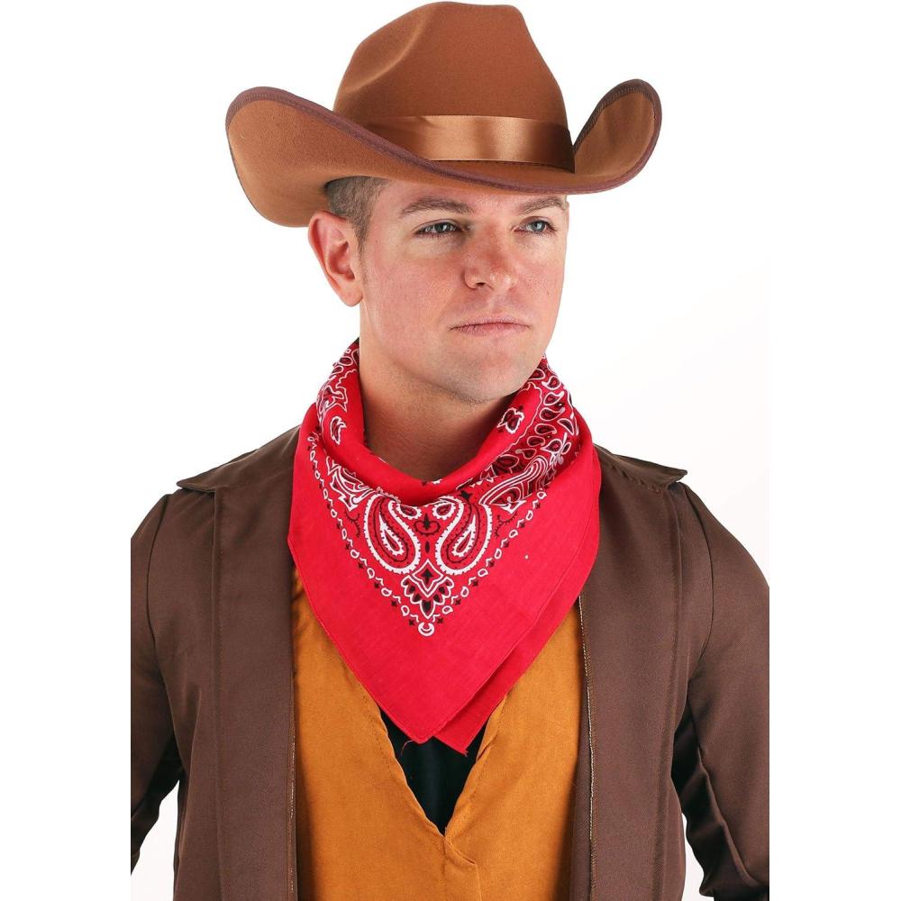 imageelope Brown Western Outlaw Cowboy Hat Faux Suede with Ribbon Band One Size Brushed Surface StandardUNISIZE