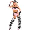 imageWomens Pink Cowgirl Costume  6 Pc Western Rodeo Outfit with Top Briefs Chaps Collar Arm Warmers ampamp Hat