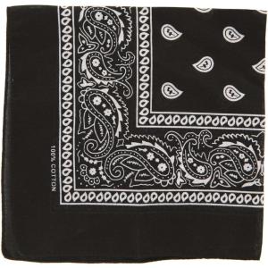 Black Bandana with Paisley Pattern – 100% Cotton, 22-Inch Square, Tie as Desired