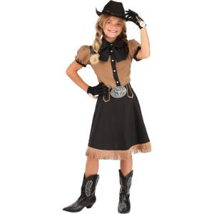 Girl’s Lasso’N Cowgirl Costume, Wild West Cowgirl Outfit With Blouse, Skirt, Bowtie, Belt, Pair Of Gloves, And A Cowgirl Hat