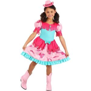 Kid’s Pink Cowgirl Costume | Pastel Pink Kids Cowgirl Costume Dress for Halloween and Dressup