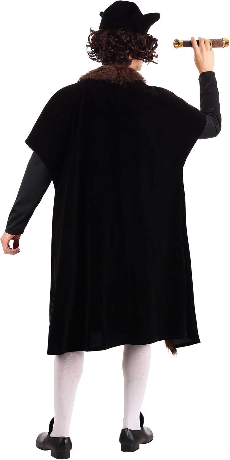 imageAdult Explorer Christopher Columbus Costume Mens Fur Coat Renaissance Historical Outfit 4 Piece Set