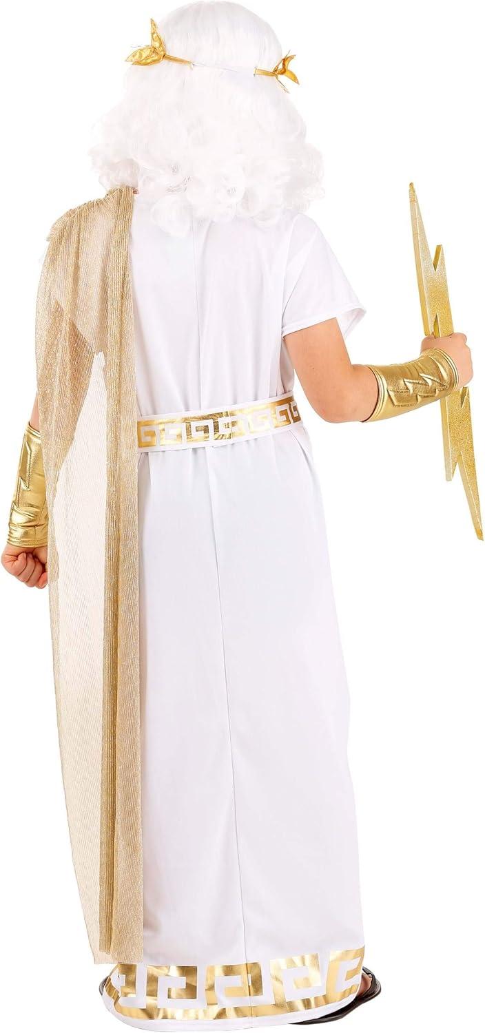 imageAncient Greece Kids Zeus Costume Tunic Drape Crown Belt Gauntlets