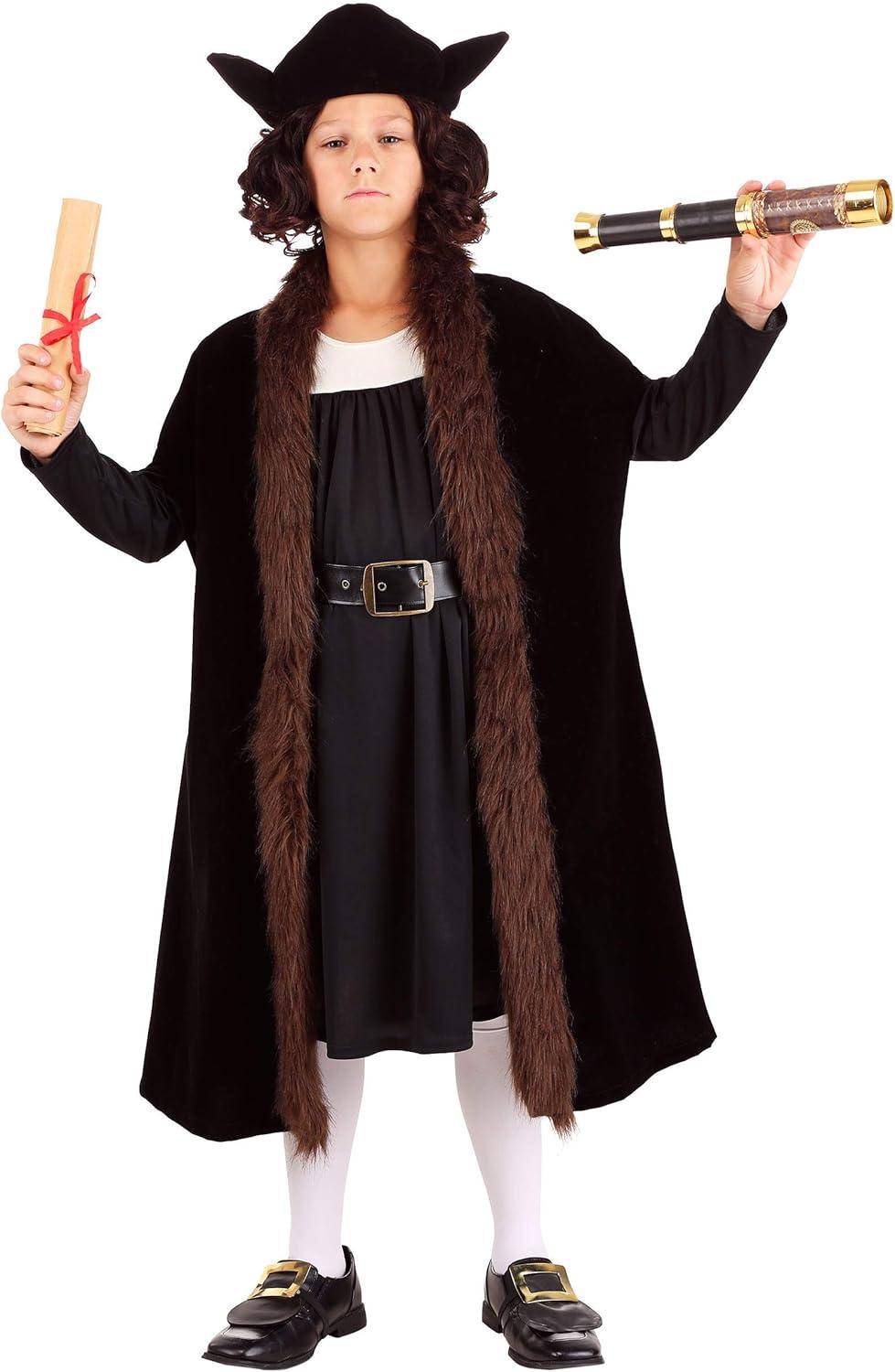 imageChristopher Columbus Costume for Kids Boys Historical Christopher Columbus Outfit With Hat Coat Tunic And Belt