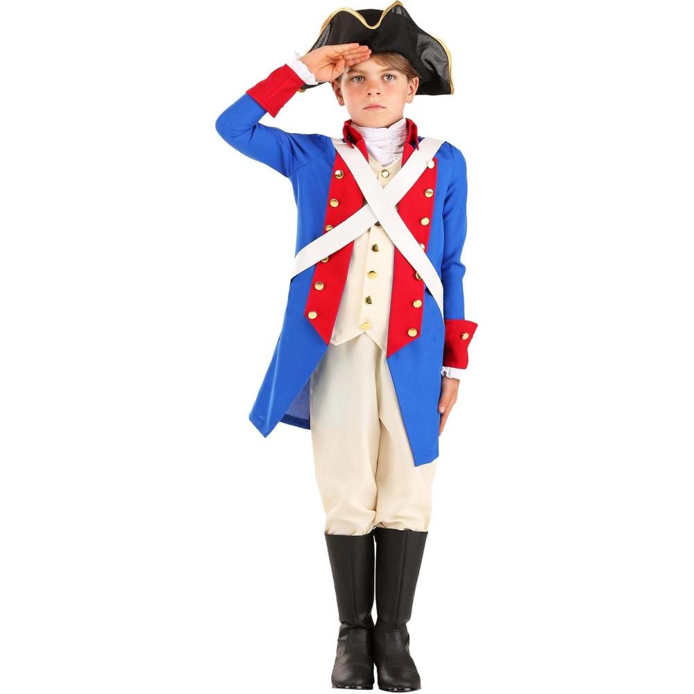 imageBoys Revolutionary War Child Costume Founding Father Outfit with Jacket Pants and Hat for Halloween ampamp Pretend Play