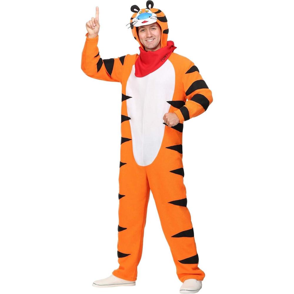 imageFrosted Flakes Tony The Tiger Adult Costume Mens Tiger Mascot Jumpsuit Halloween Costume