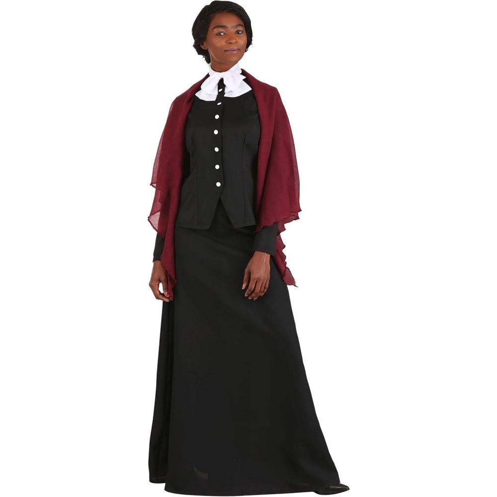imageHistorical Womens Costume Iconic Harriet Tubman Polyester Poplin Outfit With Blouse Skirt Necktie and Shawl