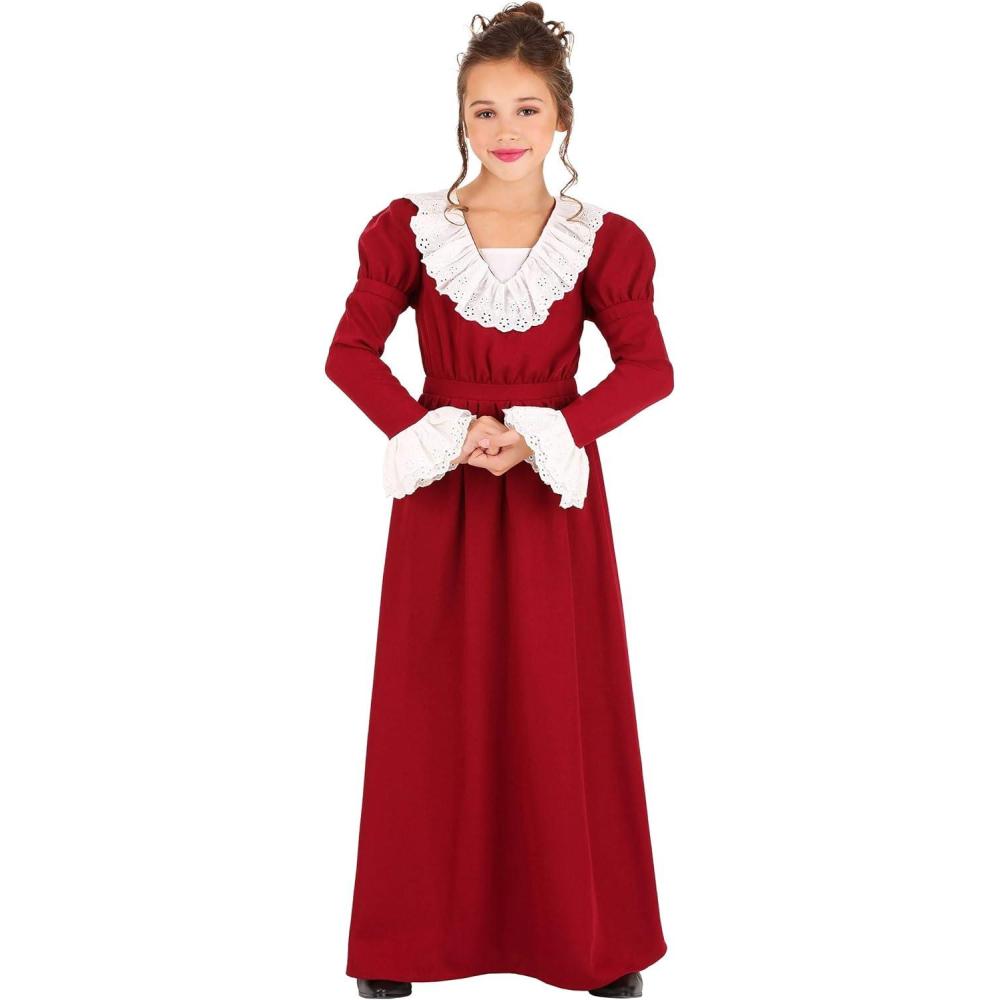 imageKids Historical Costume Old Fashioned Colonial Dress For Girls Pioneer Halloween or Play Pretend Outfit