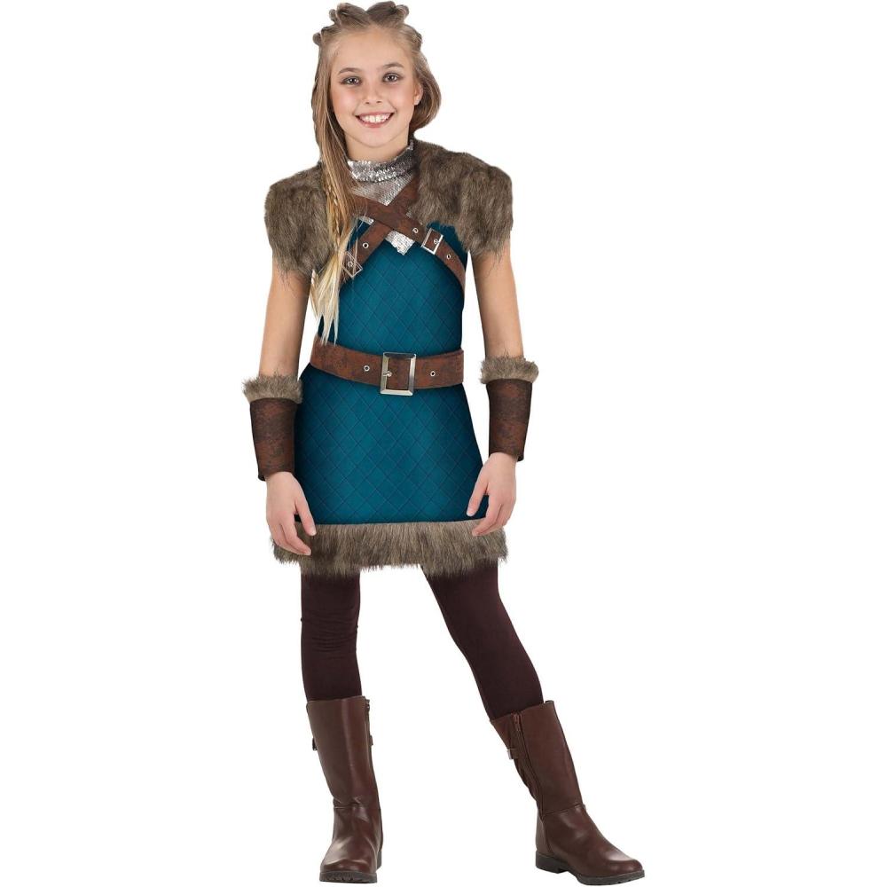 imageKids Valhalla Viking Costume for Girls For Halloween or Renaissance Dress Up Party