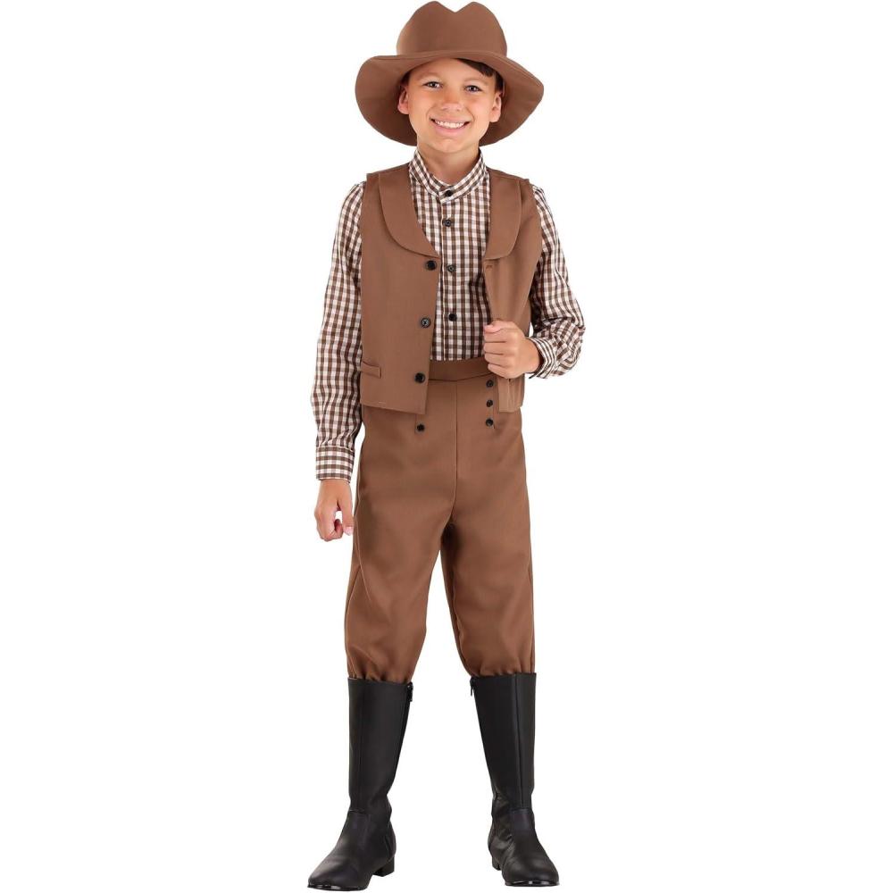 imageKids Western Pioneer Halloween or Dress Up Costume Boys Cowboy Outfit With Shirt Pants And Hat