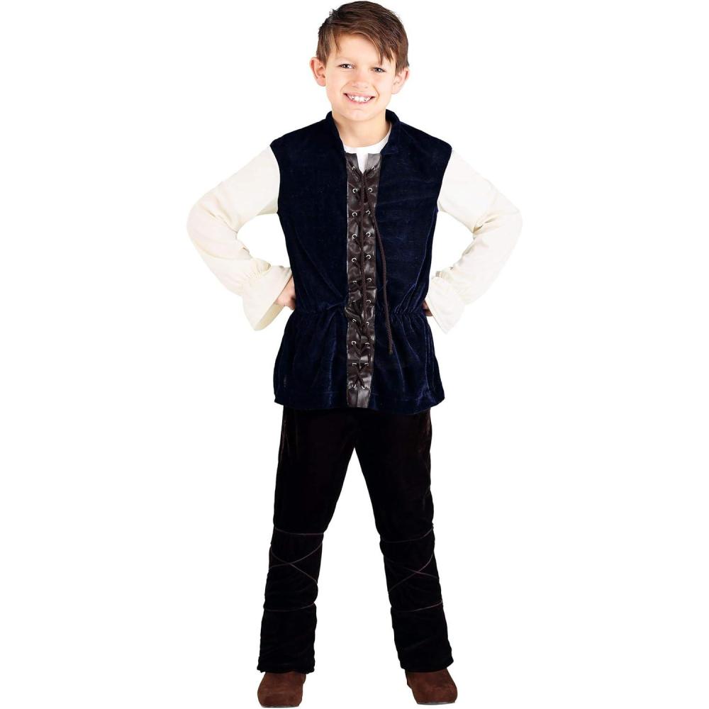imageMedieval Tavern Child Costume  Vest Shirt Faux Leather Trims  Renaissance Tavern Theme