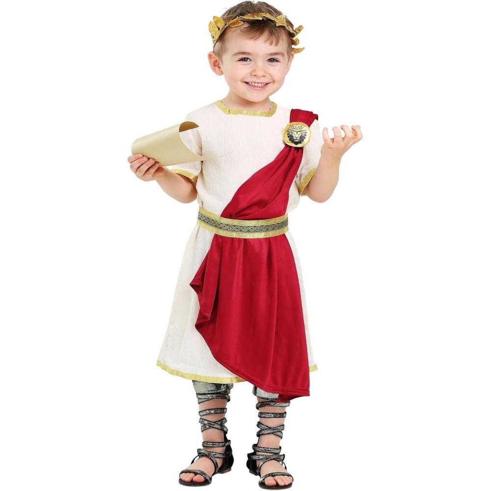 imageRoman Senator Toddler Costume  Tunic with Cape Belt Headband and Medallion Classic Roman Design
