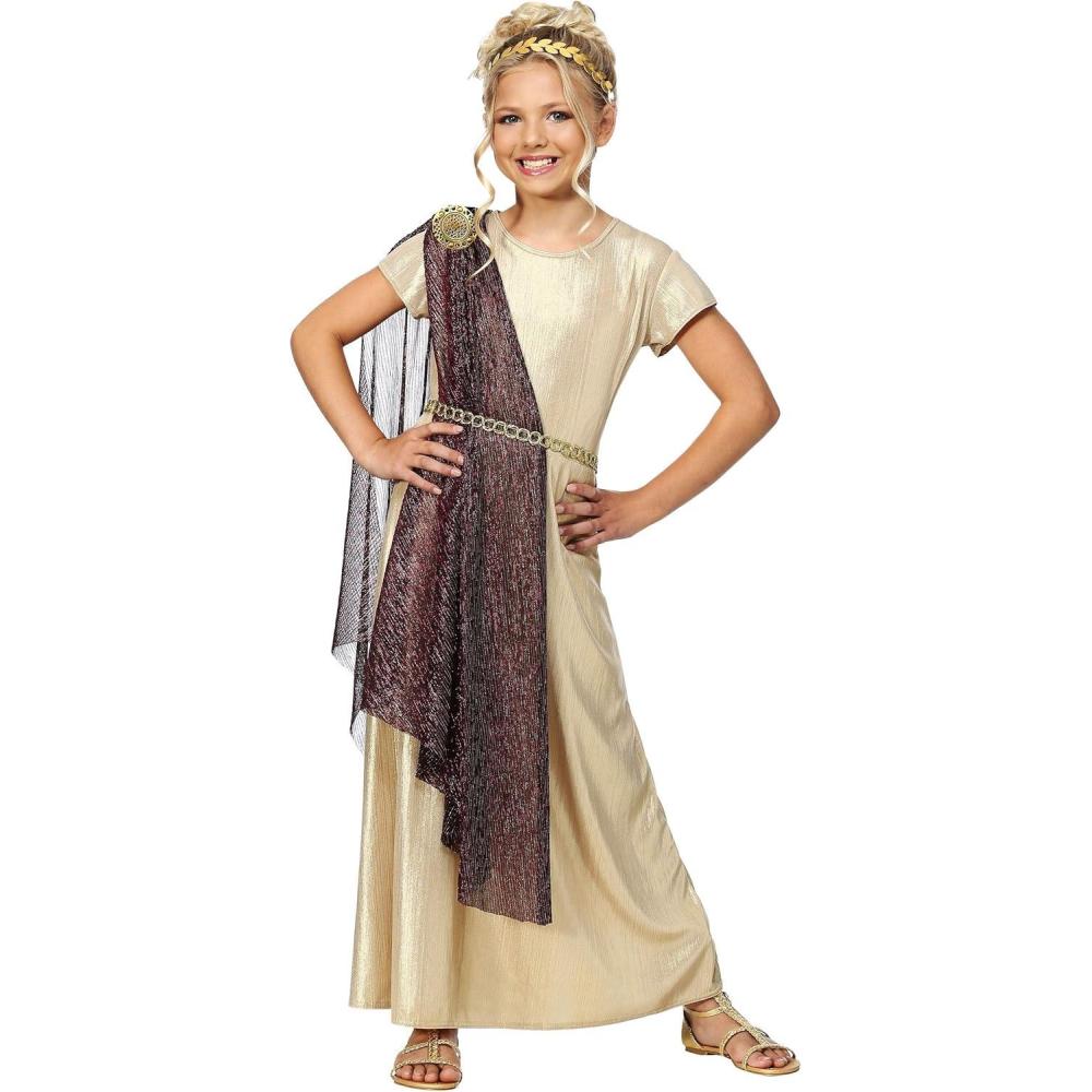 imageRoyal Goddess Costume for Girls Greek Toga for DressUp Girls Gold Dress for Halloween ampamp Egyptian Cosplay