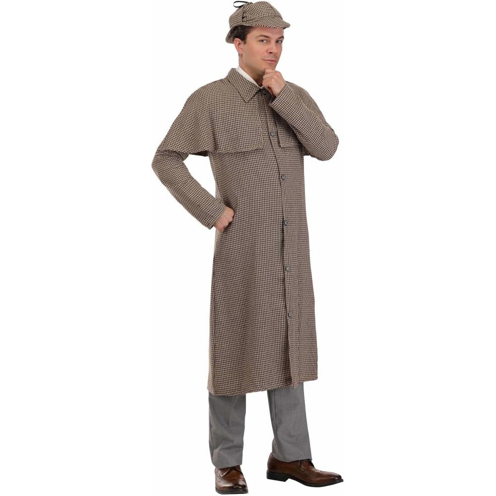 imageSleuth Detective Costume with Hat for Adults Investigator Outfit Houndstooth Jacket for Halloween ampamp DressUp