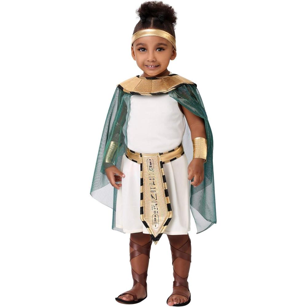 imageToddler Queen of the Nile Costume  Pullover Dress with Gold Collar Cape Belt ampamp Cuffs