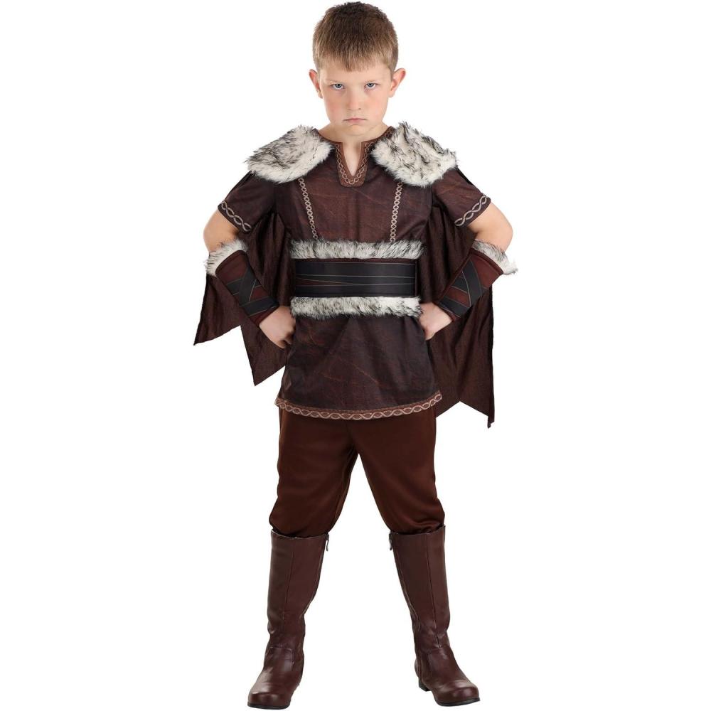 imageVictorious Viking Boy Costume with Tunic Pants Cape Wrist Cuffs ampamp Belt