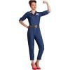 imageWorld War II Icon Costume for Women  Rosie The Riveter  Denim Coveralls Mechanic Jumpsuit for Halloween