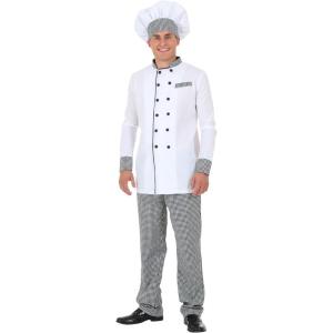 Adult Chef Halloween Costume | Complete Cooking Outfit with Shirt, Pants, & Hat for Themed Events and Cooking Parties(Costume)