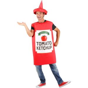 Adult Ketchup Costume Kit Red Tunic & Hat for Food Themed Parties & Halloween