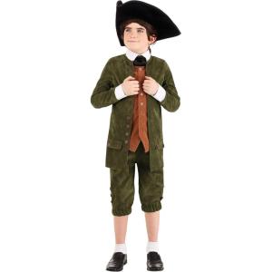 Boys Colonial Child Costume With Jacket, Pants, Scarf, & Hat | Play Pretend And Dress Up Clothes For Halloween