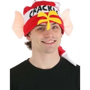 Cereal Elf Hat – Deluxe Rice Krispies Crackle Costume – Velour Fabric, Foam Elf Ears, Embroidered “CRACKLE”