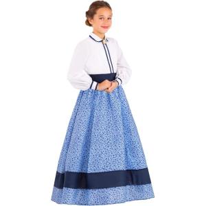 Girl’s Prairie Costume Dress With Cameo, Wild West Outfit For Halloween Parties And Dress Up Fun