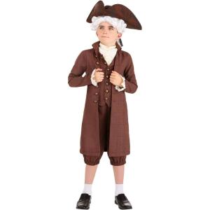 Historical Child John Adams Costume, Halloween & Dress Up Outfit With Jacket, Cravat, Pants, And Hat